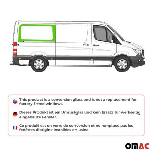 Mercedes Sprinter Rear Side Fixed Glass - Right Rear - Omac - L2 Galaxy (Sliding Door) - '19-'25 Mercedes Sprinter Rear Side Fixed Glass - Right Rear - Omac - L2 Galaxy (Sliding Door) - '19-'25